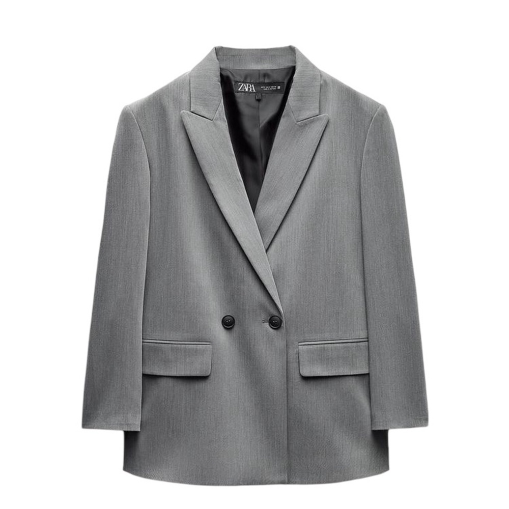 Zara Double Breasted Blazer in Gray Marl